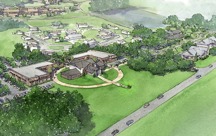 Poach Band of Creek Indians Master Plan & Space Study, showing the primary campus buildings by TSW