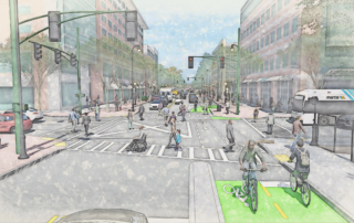 5th Street Complete Street, Spring Street Pedestrian Scramble, Tech Square, Midtown, Atlanta Georgia, by TSW Landscape Architecture Studio