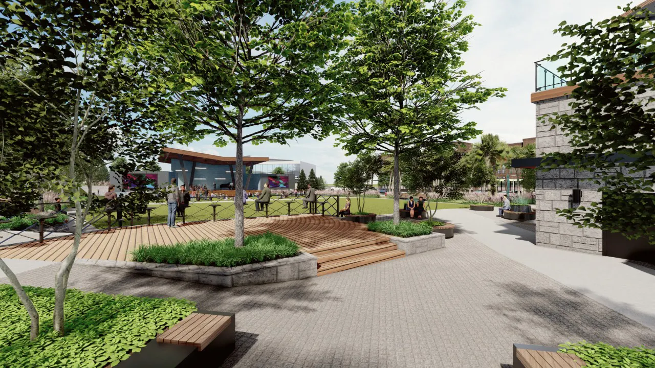 Douglasville Downtown Greenspace and amphitheater flex lawn by TSW, Atlanta