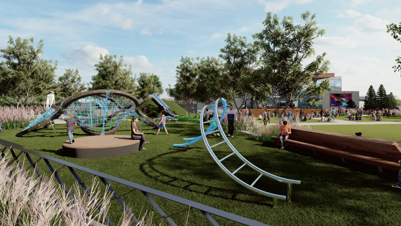Douglasville Downtown Greenspace and amphitheater flex lawn by TSW, Atlanta