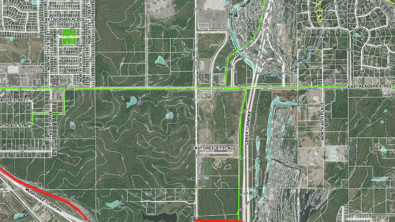 East Kenosha Corridor Study Planning Services by TSW, Tulsa GIS Map of the study area