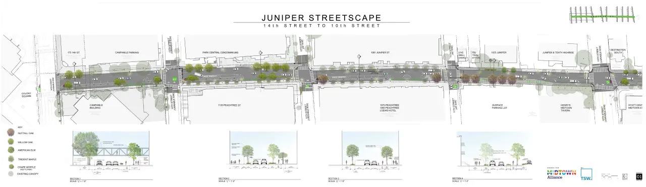 Juniper Street Streetscapes, TSW, Landscape Studio, Atlanta Georgia