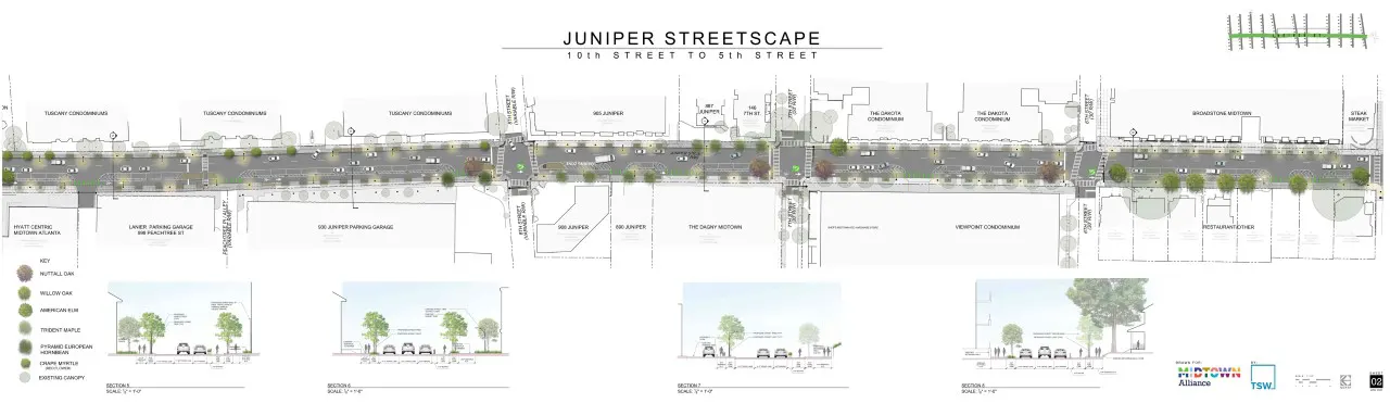 Juniper Street Streetscapes, TSW, Landscape Studio, Atlanta Georgia