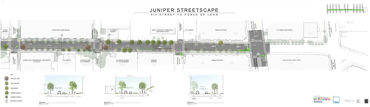 Juniper Street Streetscapes, TSW, Landscape Studio, Atlanta Georgia