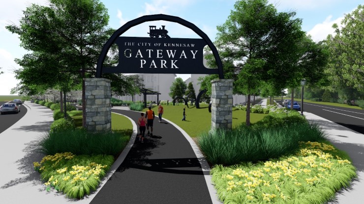 Kennesaw Gateway Park Sign Environmental Graphics by TSW's Landscape Architecture Studio - Atlanta Georgia