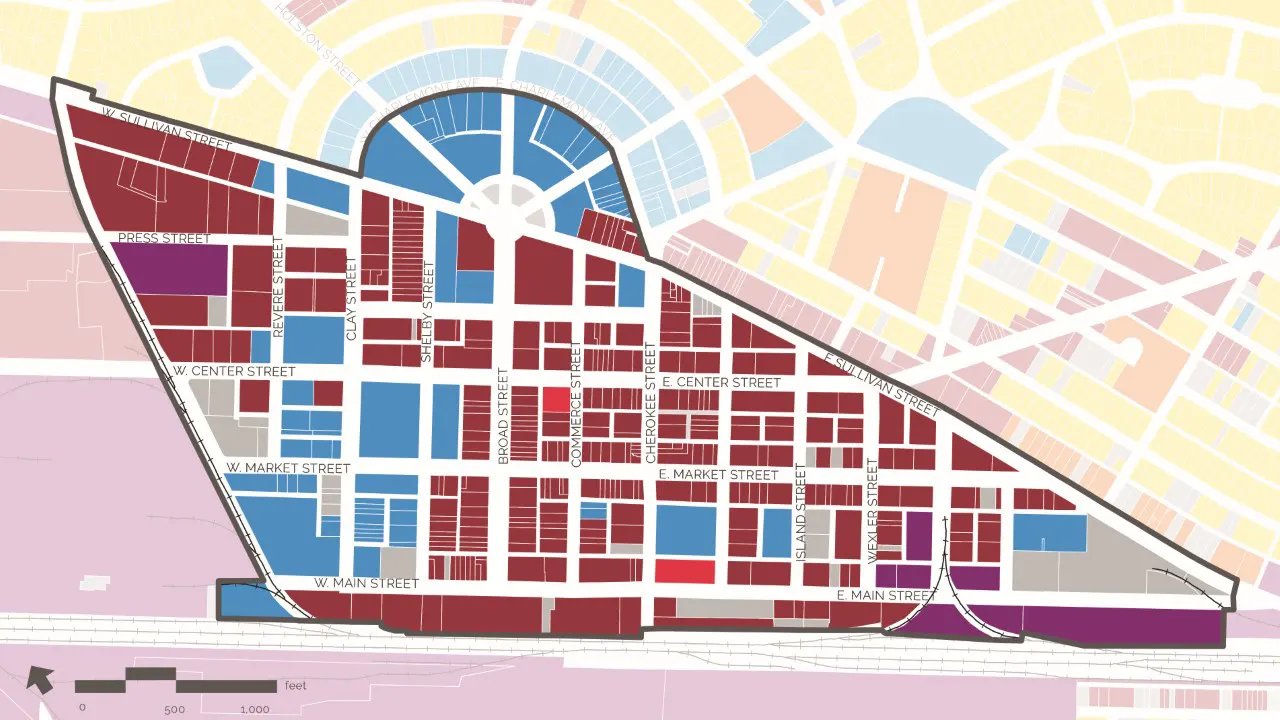 Kingsport Downtown Master Plan by TSW, Atlanta - Overall Land Use Map