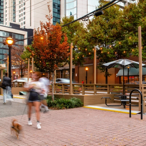 TSW, Atlanta, Landscape Architecture Studio Project, Urban Design - Spring Street and West Peachtree Parklet Design Midtown Alliance Tactical Urbanism